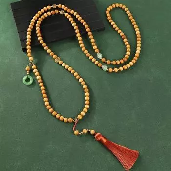 Original crossbody chain Yabai Buddha bead fringed necklace retro sweater chain back chain cheongsam accessories