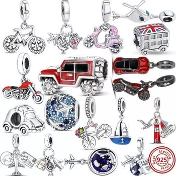 Оригинальный дизайн 925 стерлингового серебра внедорожник электрический автомобиль самолет велосипед бусины подходят шармы браслет мода DIY ювелирные изделия подарок