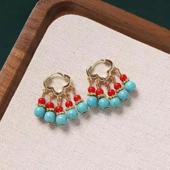 Original design earrings, natural agate pearls, retro earrings, ear buckles, medium and high-end earrings for women