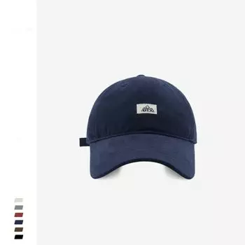 Original Design Letter Cloth Label Baseball Cap Men s and Women s Same Style K-style Fashion All-Match Wide Brim Peaked Cap Face-Looking Small Navy Adjustable