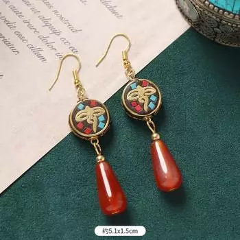 Original design Nepalese earrings retro Tibetan woven long fringed exotic style niche earrings women