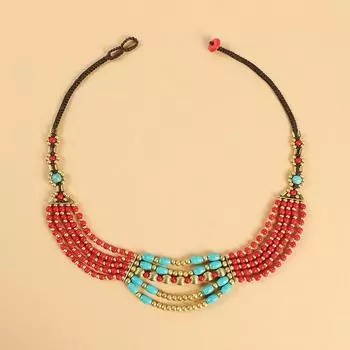 Original design retro exotic Tibetan Nepalese necklace hand-woven multi-layer forehead headdress for women
