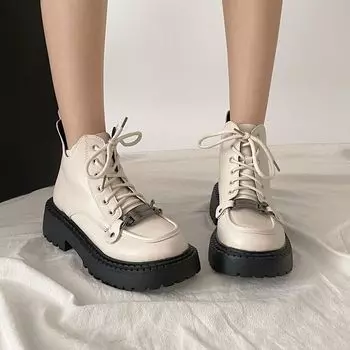 Original design sense Martin boots women s new spring and autumn 2025 British style thick-soled small sweet cool short boots 35 бежевый