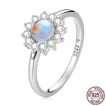 Original European and American Popular Shining Small Sun Ring Female S925 Sterling Silver Platinum Plated Zircon Ring Bracelet 8