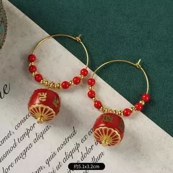 Original Handmade Nepalese Earrings Tibetan Niche Personality Earrings Female Exotic Xizang Retro Earrings