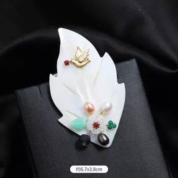 Original heavy handmade natural crystal shell corsage women s luxury atmosphere retro elegant brooch jacket coat accessories