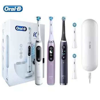 Оригинальная электрическая зубная щетка Oral B iO-9 с вибрацией, 7 режимов, 3D отслеживание зубов, Ultimate Clean, магнитный зарядный дорожный чехол, коробка чёрный