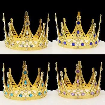 Оригинальная барочная круглая корона из сплава тиара на день рождения невесты украшение для торта корона для детей