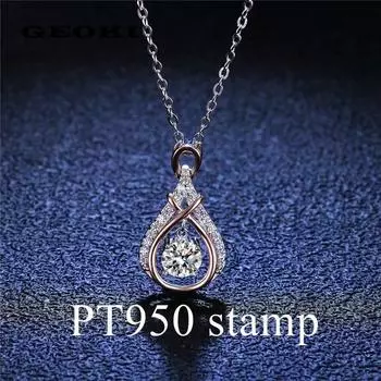 Оригинальная бриллиантовая огранка 1 карат 6,5 мм с бриллиантом Test Past D Цвет Муассанит ожерелье с подвеской в виде капли воды PT950 ювелирные изделия