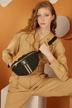 Оригинальная черная роскошная поясная сумка Pierre Cardin Черная женская поясная сумка