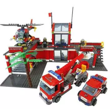 Оригинальная городская пожарная часть, 774 шт./компл., строительные блоки, образовательные кирпичи, игрушки