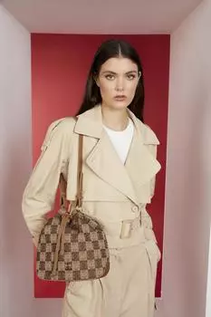 Оригинальная коричневая роскошная сумка на плечо Pierre Cardin Коричневая женская сумка на плечо