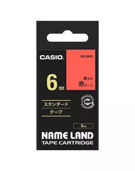 Оригинальная лента Casio Label Writer Nameland Tape 6 мм, черные буквы на красном фоне XR-6RD