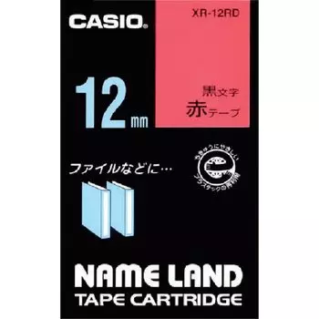 Оригинальная лента Casio Label Writer Nameland Tape 12 мм, черные буквы на красном фоне XR-12RD