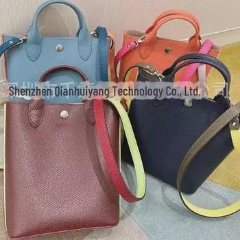 «Оригинальная мини-сумка-тоут из коровьей кожи Biao — контрастного цвета, в стиле «ведро» для женщин» 17x7x20 cm темно-синий