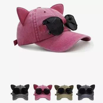 Оригинальная мода милые кошачьи ушки универсальная бейсболка женская кепка для покупок солнцезащитные очки кепка показать маленькое лицо Size