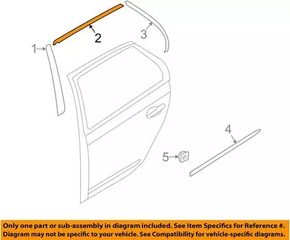 Оригинальная OEM-лента 86392-1D000 — черная рамка задней двери, верхняя, правая / 863921D000 для Kia Rondo 07-10