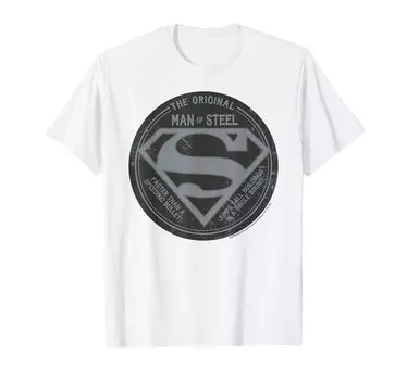 Оригинальная ретро-футболка с изображением Супермена из «Человека из стали» белый