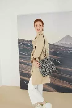 Оригинальная роскошная черно-белая сумка через плечо Pierre Cardin Черно-белая женская сумка через плечо