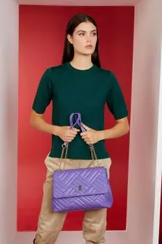 Оригинальная роскошная сиреневая сумка Pierre Cardin Lux Мягкая сиреневая женская сумка на плечо