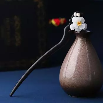 Оригинальная старинная шпилька для волос с эбеновой глазурью и цветком, женская, с классическим темпераментом, для пучка волос, ручной работы, шаг за шагом, аксессуары для волос, шпилька