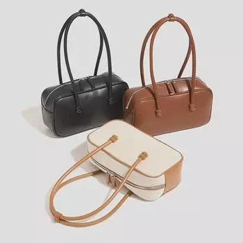 «Оригинальная сумка-багет Boston Beaded Baguette через плечо — большая вместимость, винтажный летний стиль» кремовый