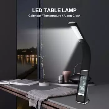 Оригинальная светодиодная лампа Tafellamp Elektronische Va Screen 3 Niveau Dimbare, 2019, бюро-лампа Met Kalender Temperatuur Wekker Premium, 2019 г. black