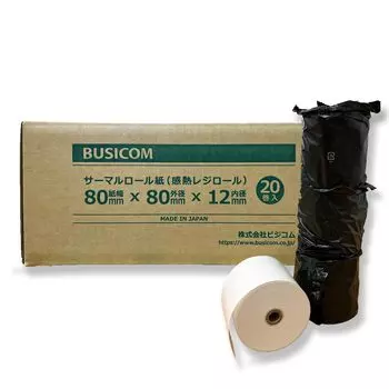 Оригинальная термобумага Busicom в рулонах Ширина бумаги 80 мм x внешний диаметр x внутренний диаметр 12 мм 20 рулонов с сердечником Высокое качество хранения [для бытовых нужд]