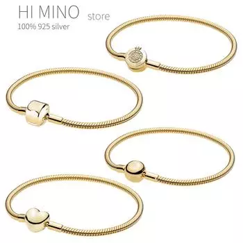 Оригинальная застежка в форме сердца из розового и золотого золота с хрустальным браслетом, подходящий для Европы, браслет из стерлингового серебра 925 пробы, очаровательные ювелирные изделия 17cm