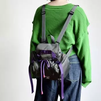 Original Niche Class Mini Contrast Color Women s Backpack Gray Green