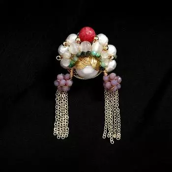Original niche medium knife and horse dan brooch freshwater pearl crystal fringed brooch luxury exquisite high-end pin