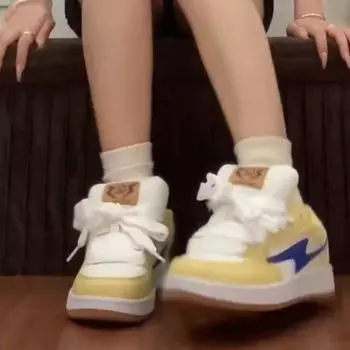 Original niche milk yellow lightning shoes bread shoes women s original versatile low-top board shoes women s retro casual shoes 35