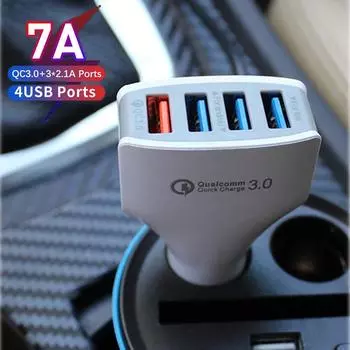 Оригинальное автомобильное зарядное устройство Usb, оригинальный 4-портовый адаптер быстрой зарядки для мобильных телефонов Iphone 13 Pro Max Mini 12 11 Xiaomi Samsung чёрный