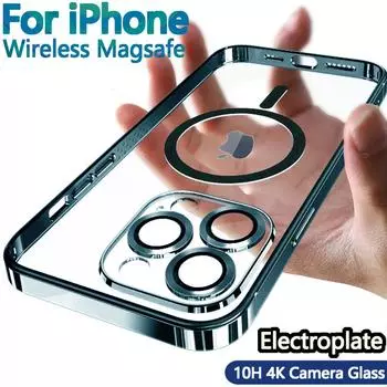 Оригинальное беспроводное магнитное покрытие для Apple Magsafe Case Iphone 15 14 Plus 11 12 13 Pro Max Xr Xs 4K Полная защита камеры For X - XS красный