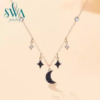 Оригинальное новое высококачественное женское ожерелье в форме сердца Swa с ключицей, ожерелье с геометрическим круглым кристаллом 45cm