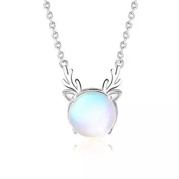 Оригинальное ожерелье из лунного камня, женское стерлинговое серебро 925 пробы, All The Way Deer Has Your New Christmas Sensetie Elk Set Chain Jewelry Ins