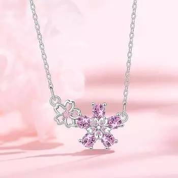 Оригинальное ожерелье из розового циркония с персиковым цветком, легкая роскошная милая маленькая цепочка из нержавеющей стали для ключей