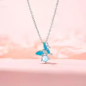 Оригинальное ожерелье из серии «Принцесса в бегах» с синей бабочкой, модный нишевый дизайн, цепочка из нержавеющей стали с цирконием для ключицы