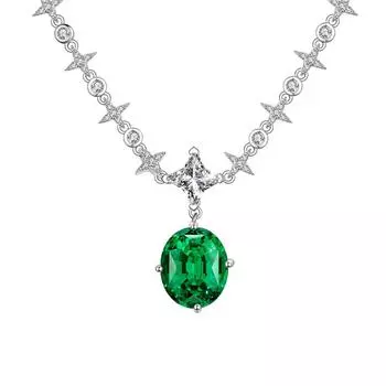 Оригинальное ожерелье высокой индивидуальной серии с имитацией изумруда для женщин, серебро 925 пробы, ледяная огранка, 10*12 мм, подвеска с драгоценным камнем