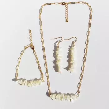Оригинальное плетение цепочек нерегулярное ожерелье из натуральных ракушек женский браслет и серьги комплект 954
