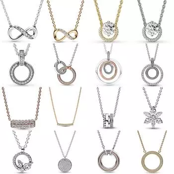 Оригинальное сверкающее ожерелье с кулоном в виде гербария для женщин из стерлингового серебра 925 пробы, европейская бисерная подвеска, ювелирные изделия своими руками