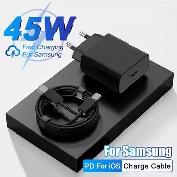 Оригинальное зарядное устройство 45 Вт для Samsung Galaxy S24 S23 Ultra USB C, быстрая зарядка для Samsung Zflip 5 PD, зарядное устройство типа C, быстрая зарядка