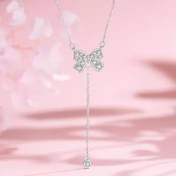 Оригинальное женское ожерелье-бант, легкая роскошная темпераментная подвеска Ins с бахромой, цепочка на ключицу из нержавеющей стали для милой девушки