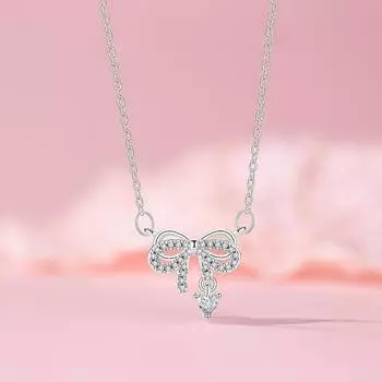Оригинальное женское ожерелье-бант, легкое, роскошное, осень-зима, милая сестра, цепочка на ключицу из нержавеющей стали в форме сердца