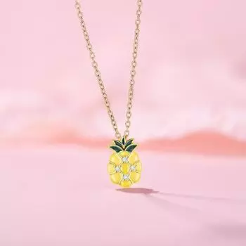 Оригинальное женское ожерелье в виде ананаса из серии Summer Island, студенческая цепочка из нержавеющей стали для ключей