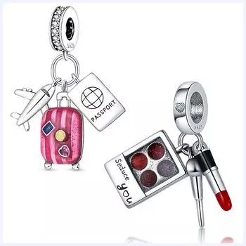 Оригинальные 100% натуральные бусины из стерлингового серебра SS925, серия для багажа, подходят для браслета диаметром 3 мм, подвеска «сделай сам» для женщин, ювелирные изделия, модный подарок