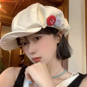 Оригинальные береты Cloud с пуговицами для женщин, весенние и летние дорожные универсальные солнцезащитные шляпы в стиле ретро с короткими полями для газетчиков 56-58cm бежевый