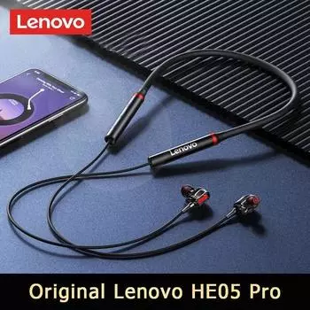 Оригинальные беспроводные наушники Lenovo HE05 Pro TWS, Bluetooth 5,0, спортивные наушники с шумоподавлением и шейным ремешком, водонепроницаемый микрофон