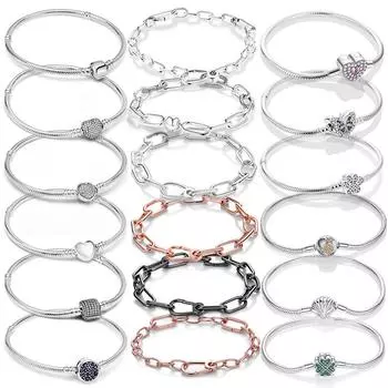 Оригинальные браслеты-цепочки из серебра 925 пробы со змеей, подходят для подвесок из бисера, сделай сам, винтажные европейские застежки, Pulsera, изготовление ювелирных изделий, подарок для женщин 19cm