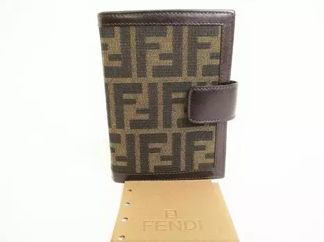 Оригинальные держатели документов FENDI Zucca Canvas, маленькое кольцо, обложка для ежедневника #8852, б/у